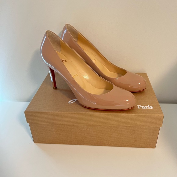 Christian Louboutin Simple Pump in 85mm nude patent leather size 37.5 - Picture 2 of 9
